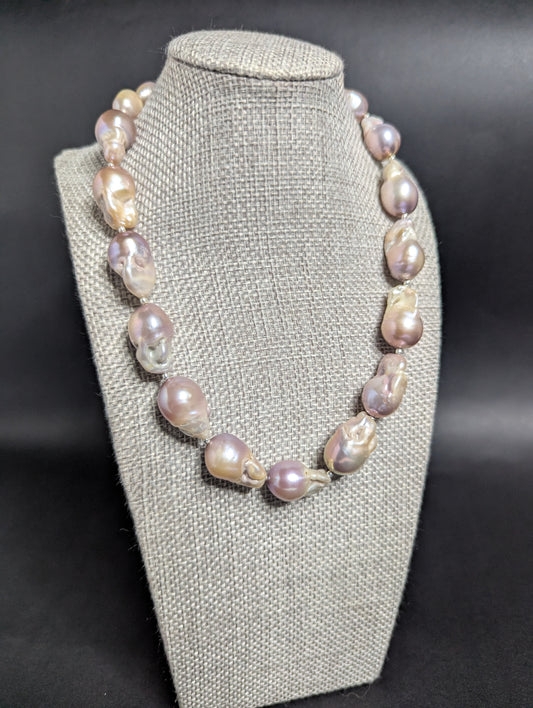 PFW011 Elysian blush- baroque pearl necklace with its natural pink levender tone
