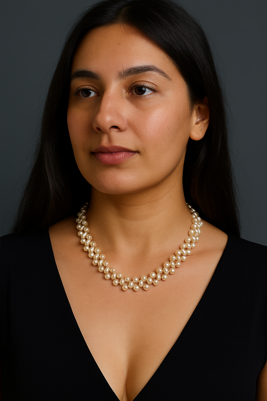 PFW009 Twist of aligance- double strand pearl necklace