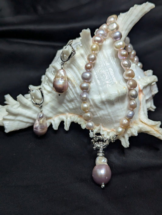 PFW012 Pastel dew- drop baroque necklace