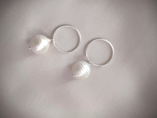 ERPFW012 The Royal Virgo Celeste Hoops baroque pearl Earrings with sterling silver