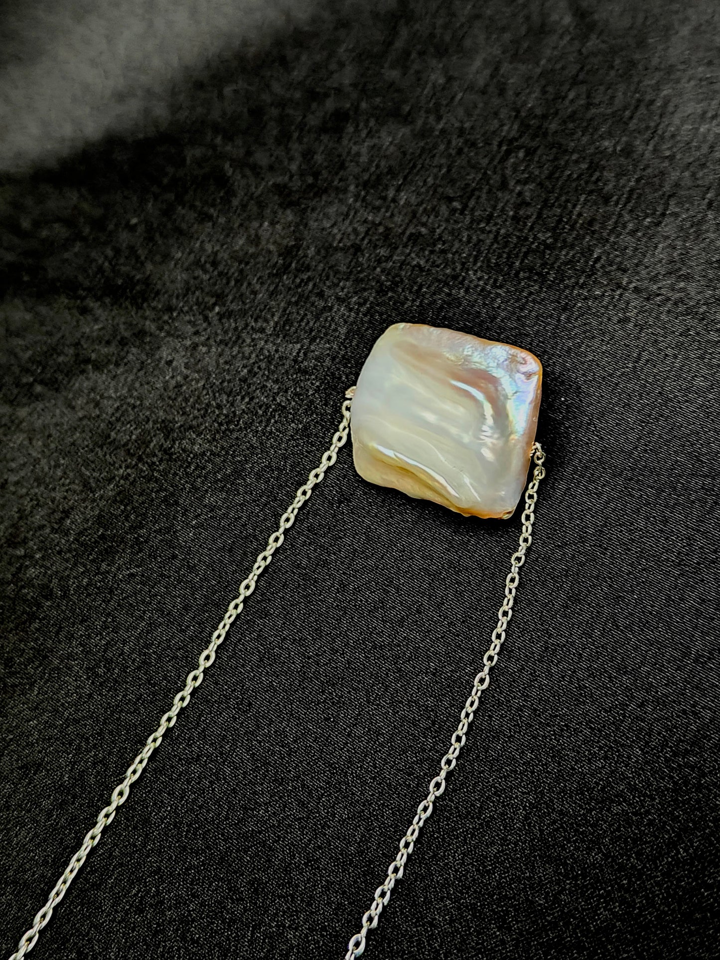 PFW015 Unique square baroque pearl chain necklace