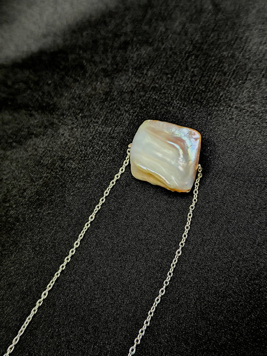 PFW015 Unique square baroque pearl chain necklace