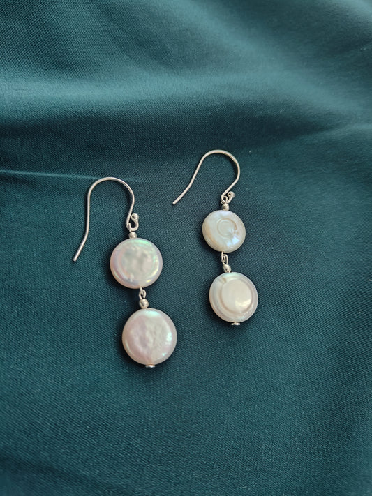 ERPFW009 Royal Coin Pearl dangler Earrings with sterling silver