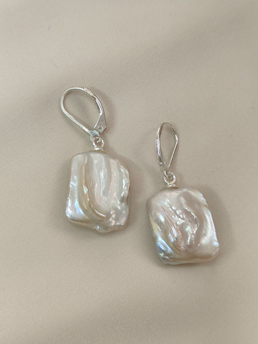 ERPFW006 Lustrous Glacier Baroque Pearl Earrings with sterling silver