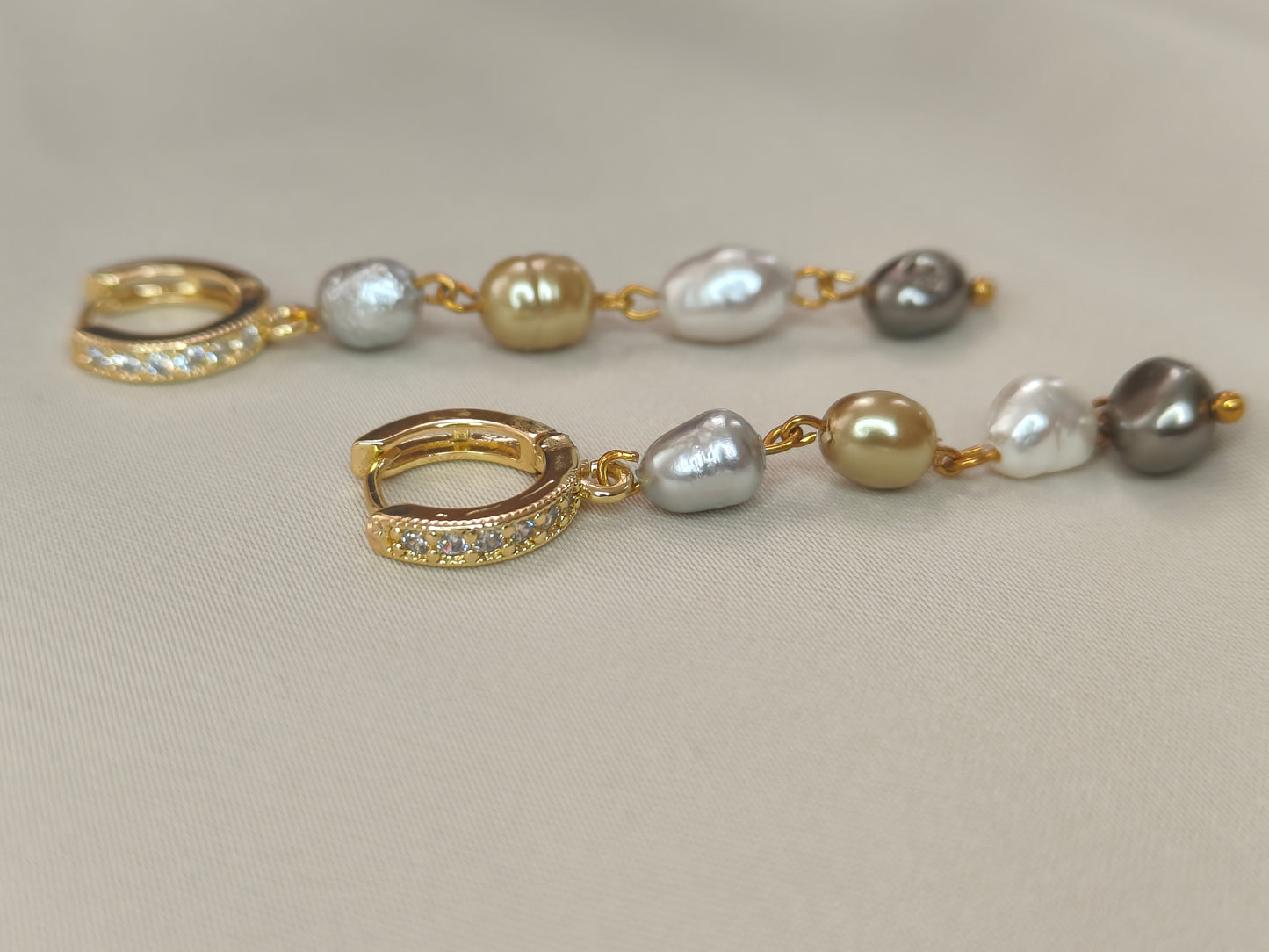 ERPFW003 Golden Harmony Fancy pearl dangler earrings