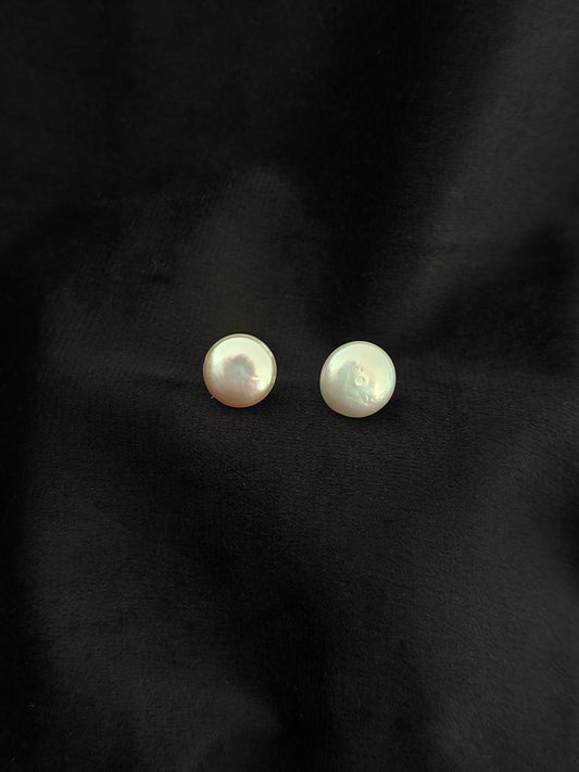 ERPFW021- Royal Coin Pearl studs Earrings with sterling silver