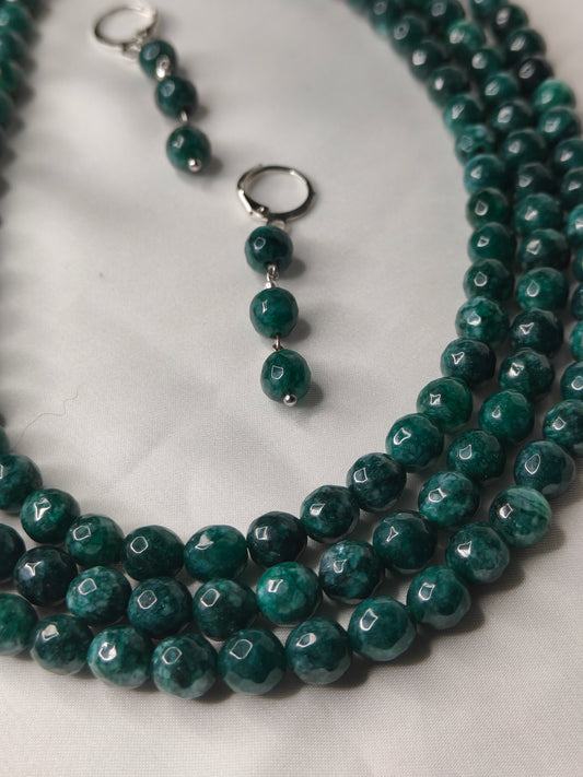 AGT002 Natural textured agates 3 layer necklace