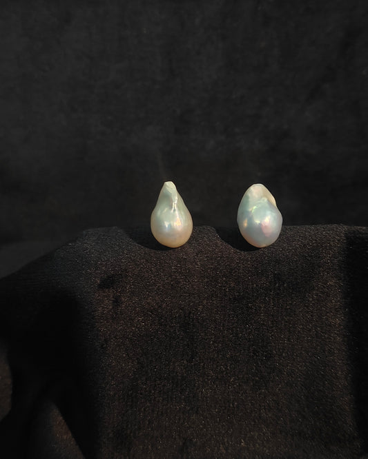 ERPFW018- unique milky white Baroque Pearl Studs Earrings with sterling silver 925