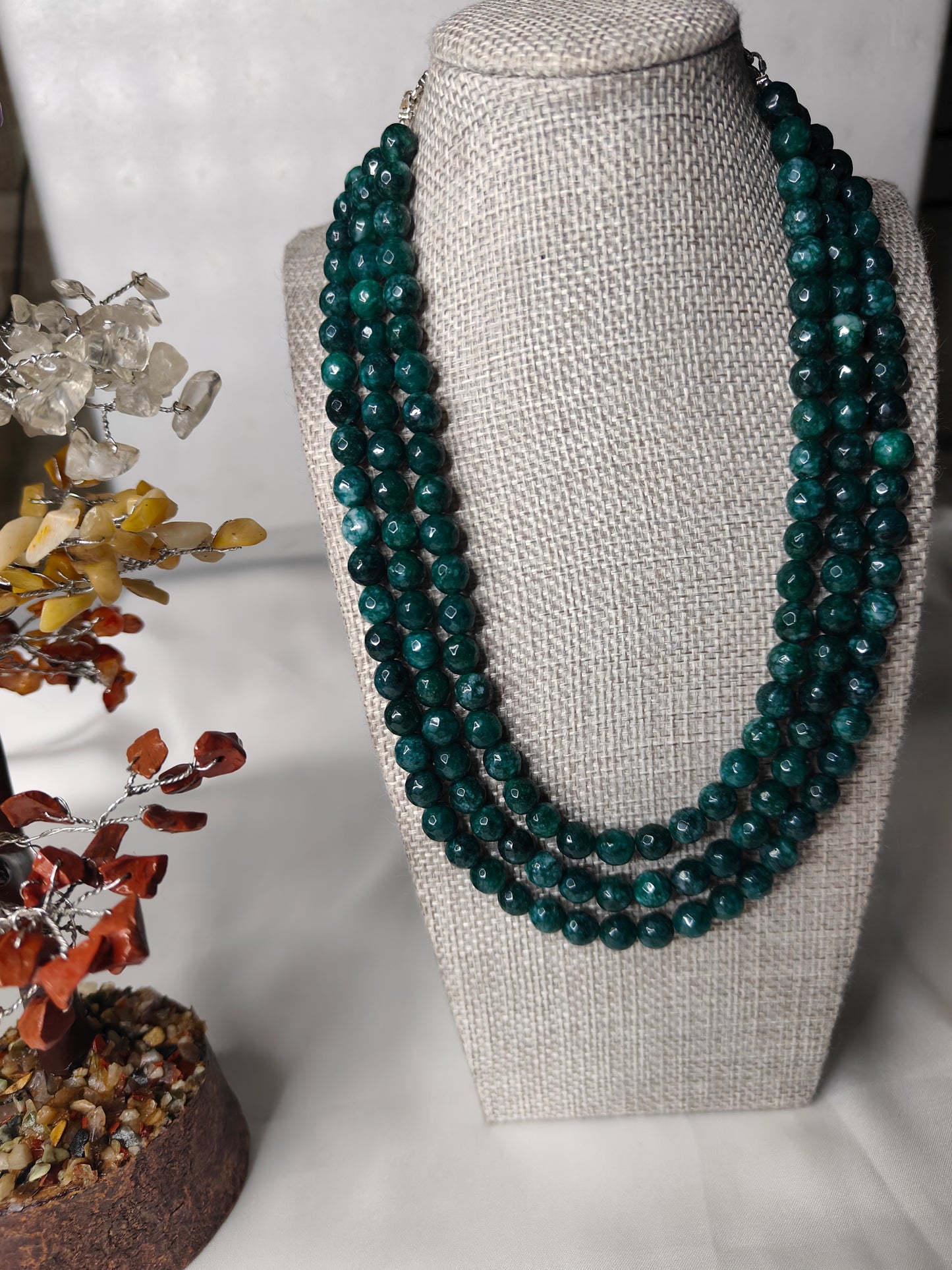 AGT002 Natural textured agates 3 layer necklace