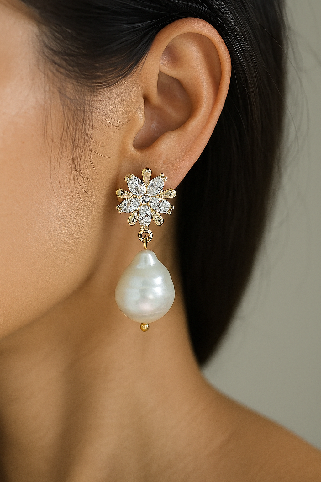 ERPFW004 Lustre Bloom Baroque Drops - premium AD and natural Ribbed pearl