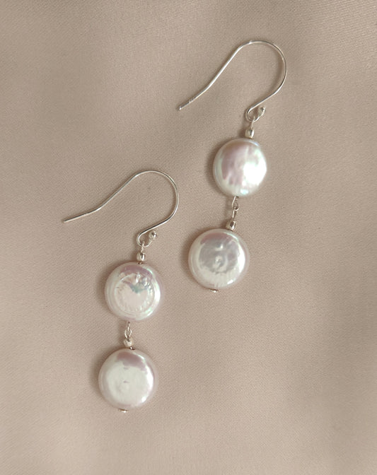ERPFW009 Royal Coin Pearl dangler Earrings with sterling silver
