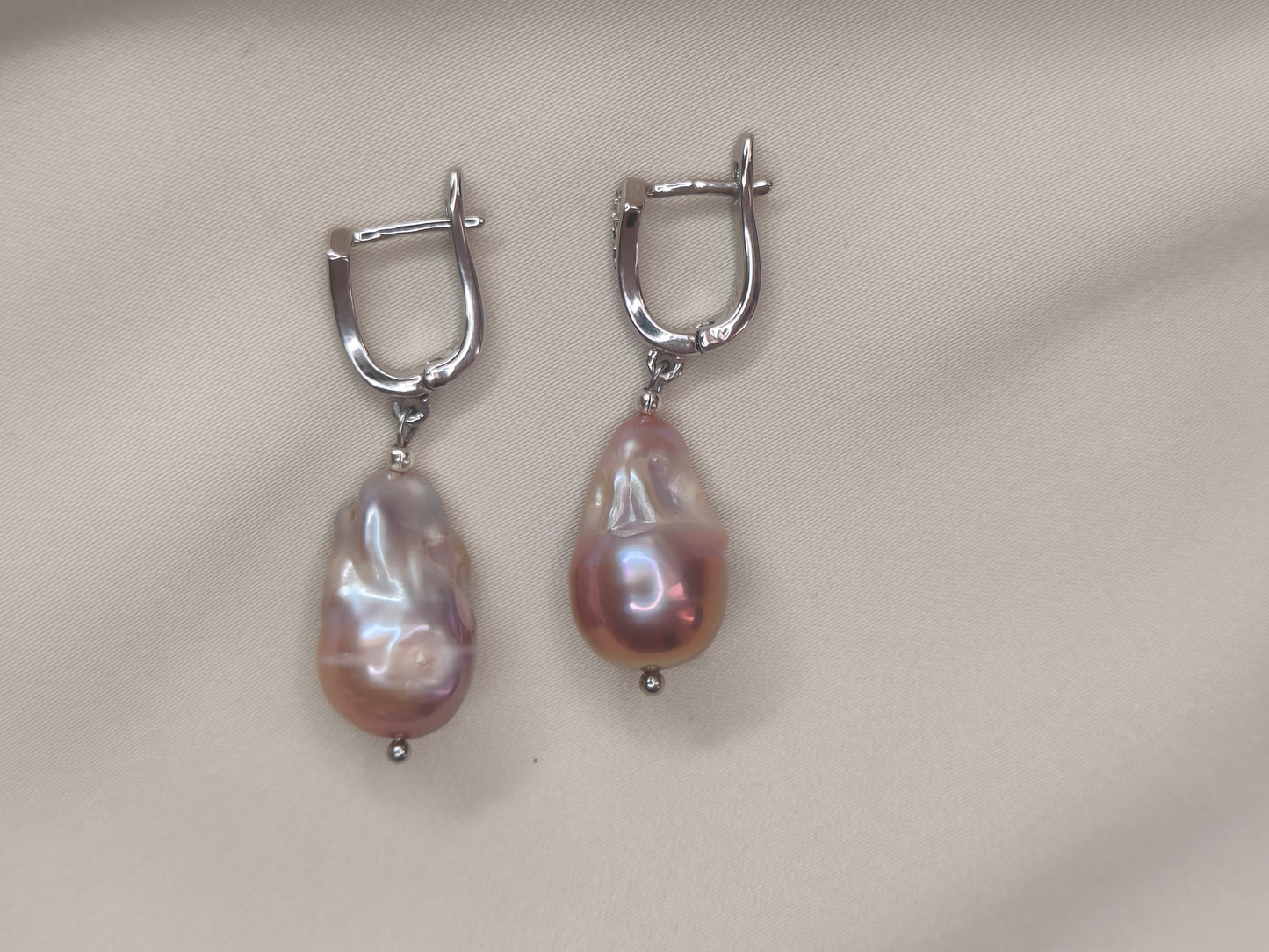 ERPFW005 Pink Beauty baroque pearl Earrings with premium AD stone hoop