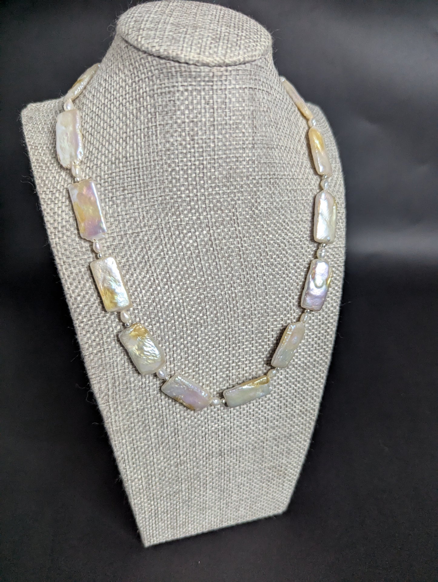 PFW010 Luxe rectangle baroque pearl necklace - rare and unique with its natural irregular beauty