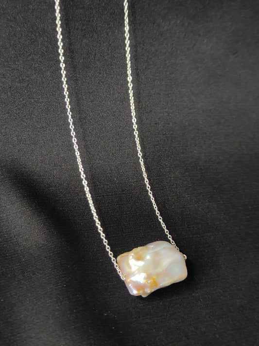 PFW015 Unique square baroque pearl chain necklace