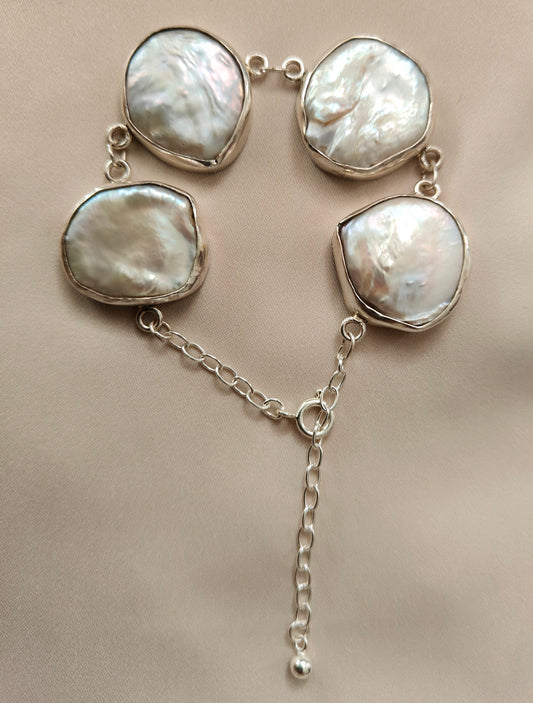 BRPFW007 Royal Coin Pearl Bracelet in Sterling Silver