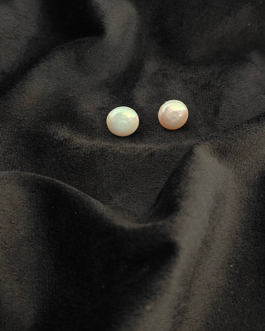 ERPFW021- Royal Coin Pearl studs Earrings with sterling silver