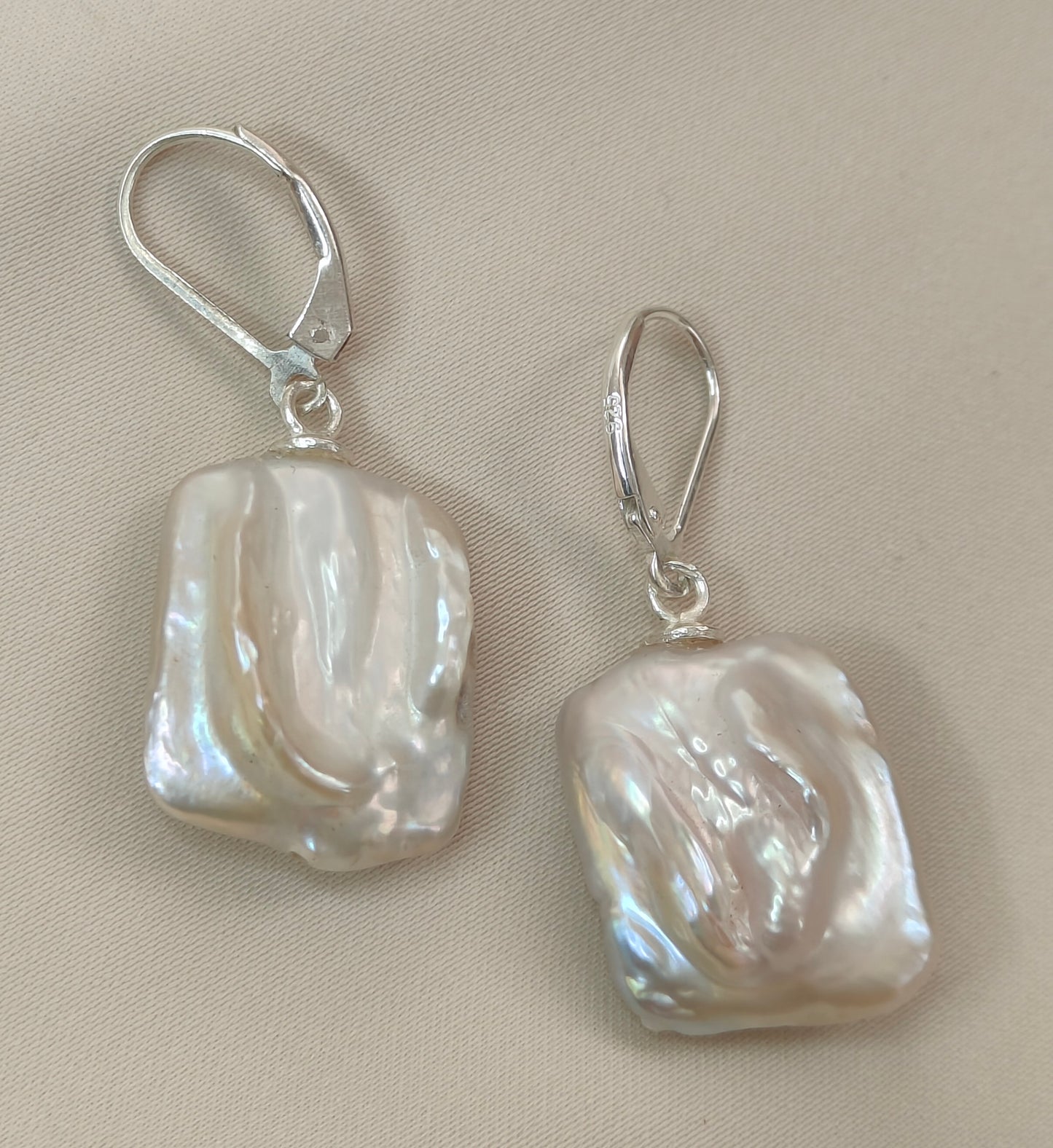 ERPFW006 Lustrous Glacier Baroque Pearl Earrings with sterling silver