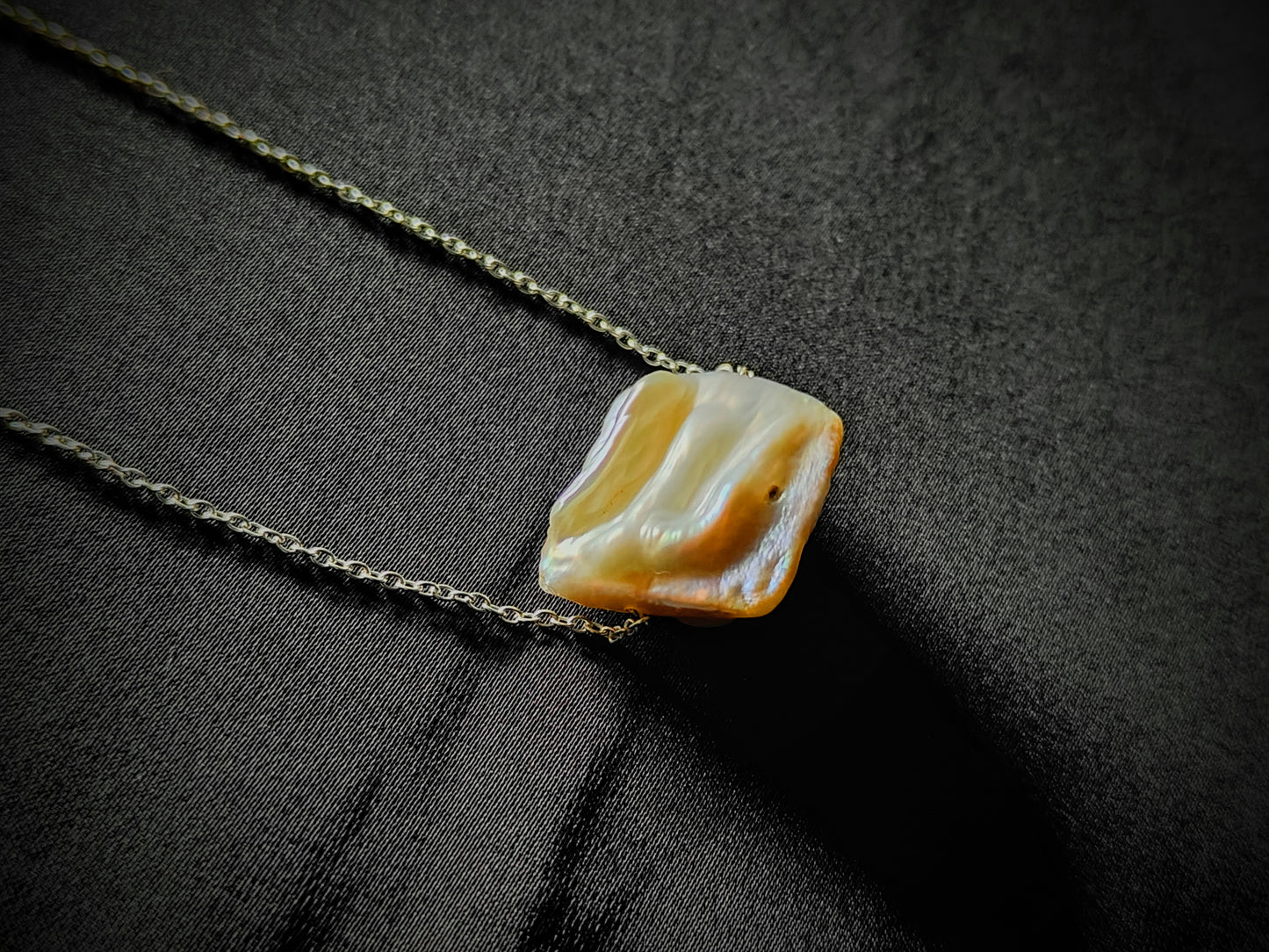 PFW015 Unique square baroque pearl chain necklace