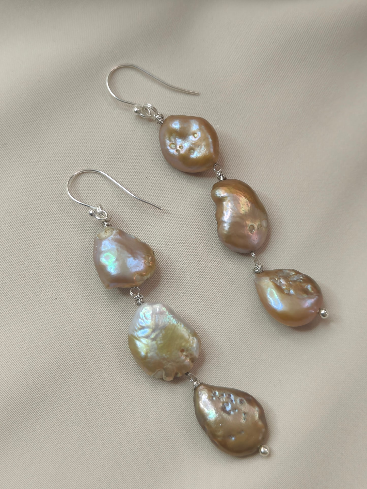 ERPFW007 Golden Glow Baroque Pearl Dangle Earrings