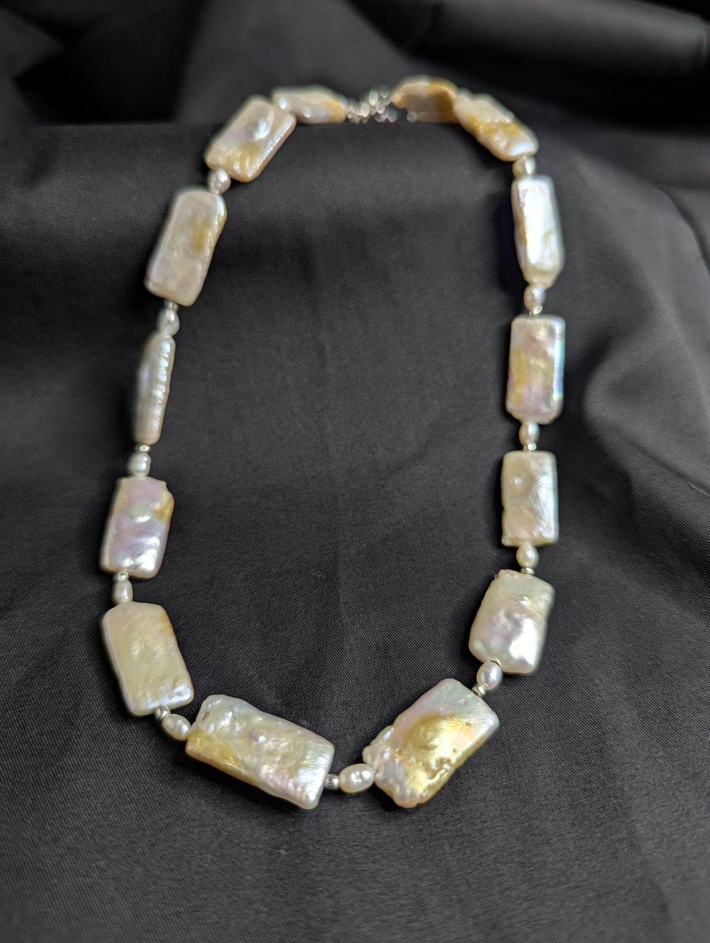 PFW010 Luxe rectangle baroque pearl necklace - rare and unique with its natural irregular beauty