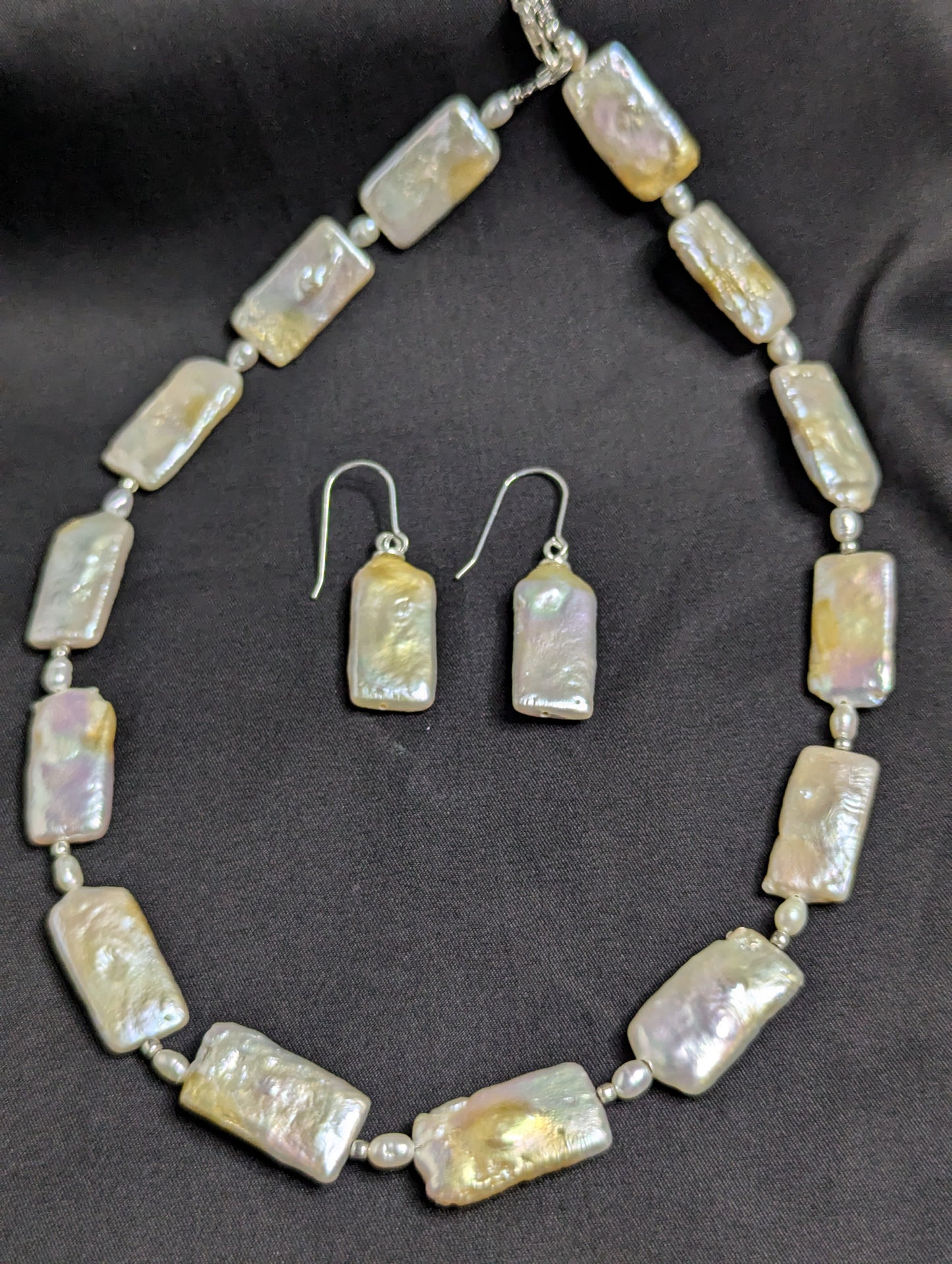 PFW010 Luxe rectangle baroque pearl necklace - rare and unique with its natural irregular beauty