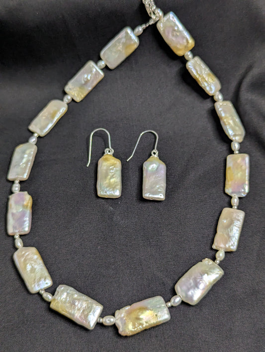 PFW010 Luxe rectangle baroque pearl necklace - rare and unique with its natural irregular beauty