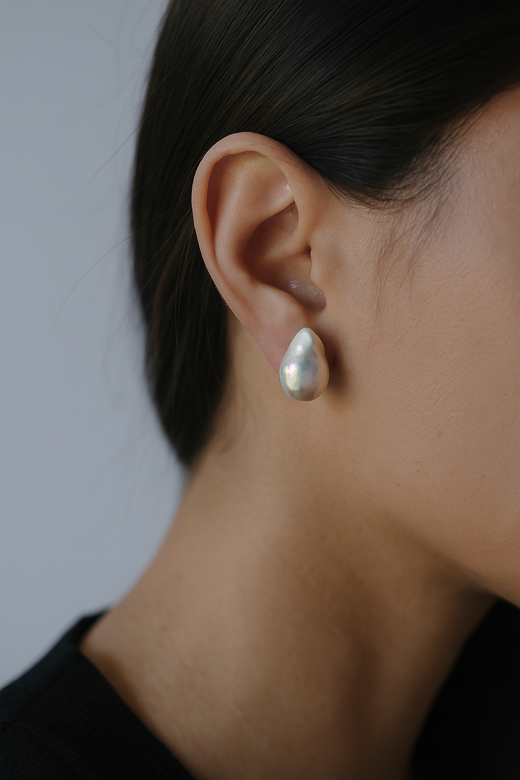 ERPFW018- unique milky white Baroque Pearl Studs Earrings with sterling silver 925