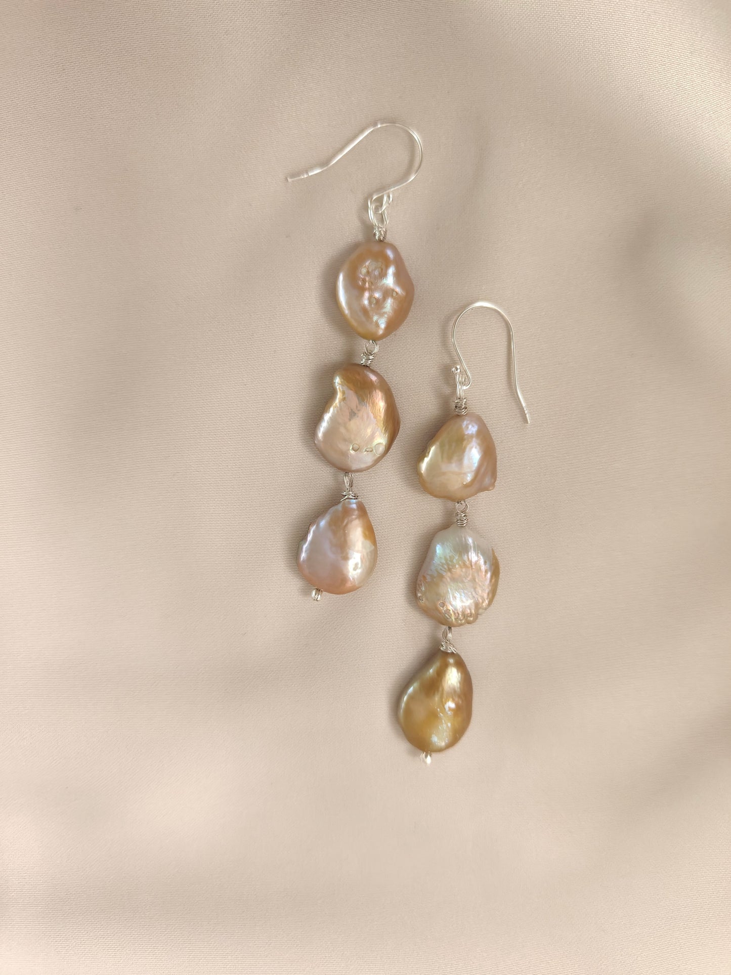 ERPFW007 Golden Glow Baroque Pearl Dangle Earrings