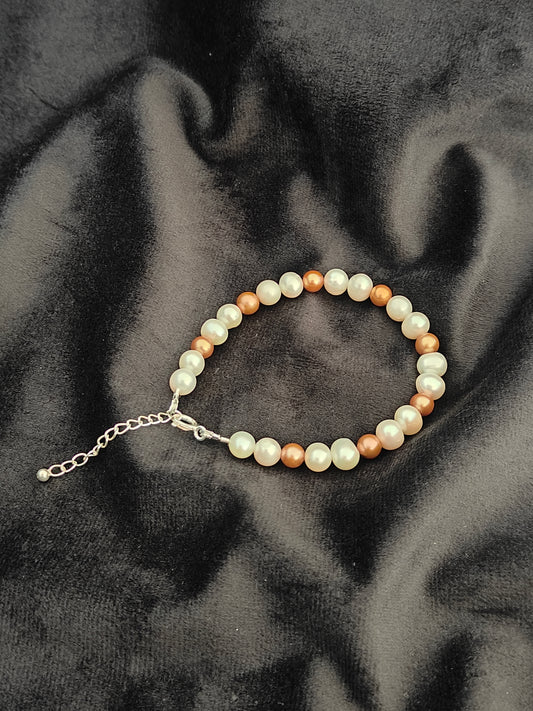 BRPFW008- Boho themed Pearl bracelet with sterling silver 925