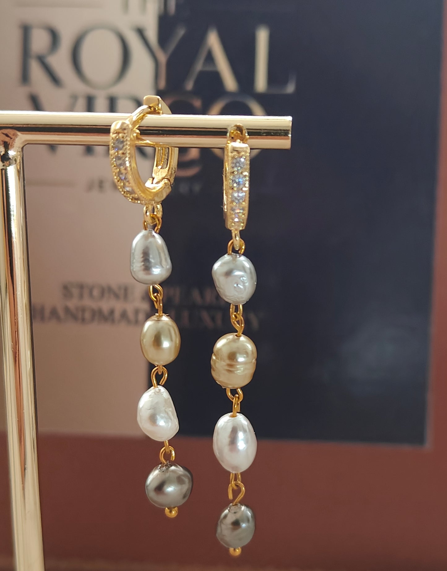 ERPFW003 Golden Harmony Fancy  pearl dangler earrings