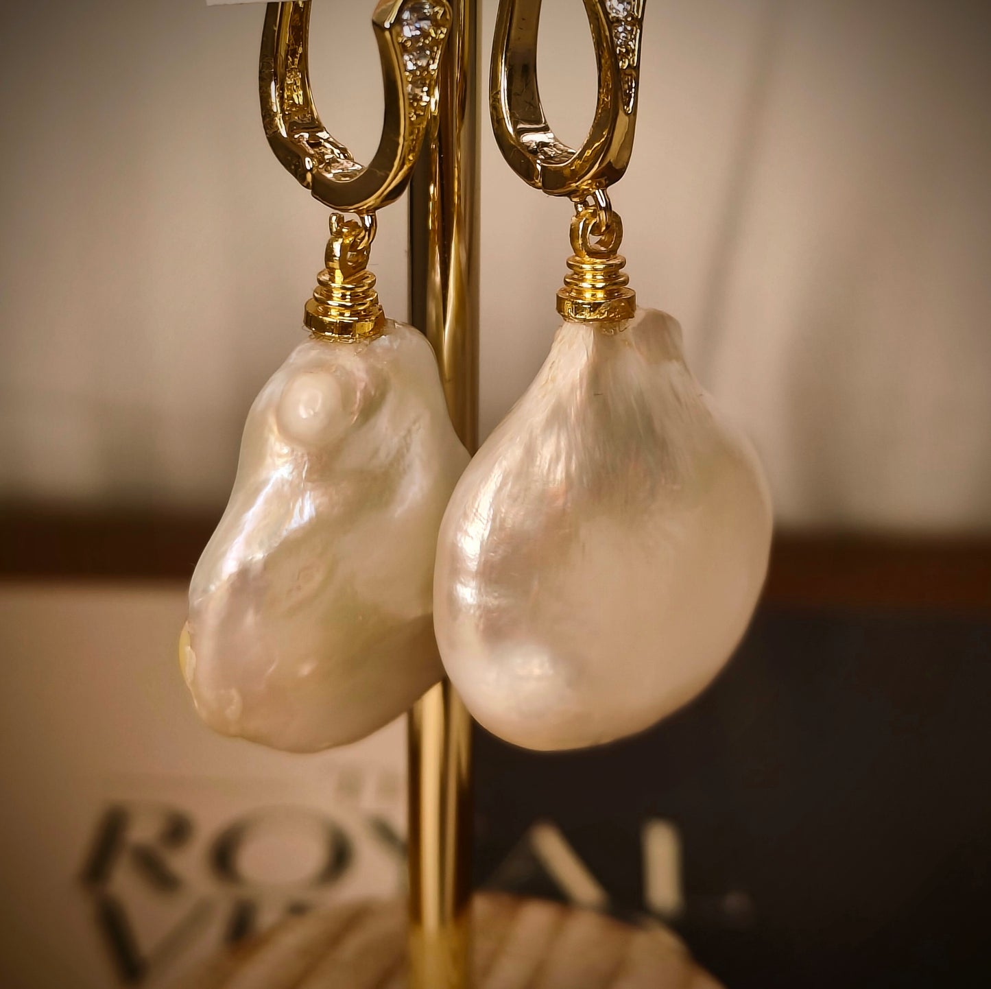 ERPFW001- baroque Pearl Ear rings with AD stone