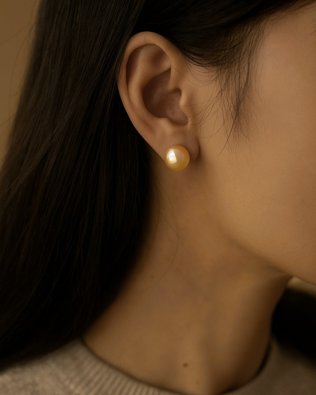ERPFW022- Sunrise charm Golden Pearl studs with sterling silver 925