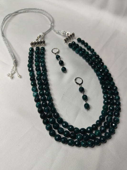 AGT002 Natural textured agates 3 layer necklace