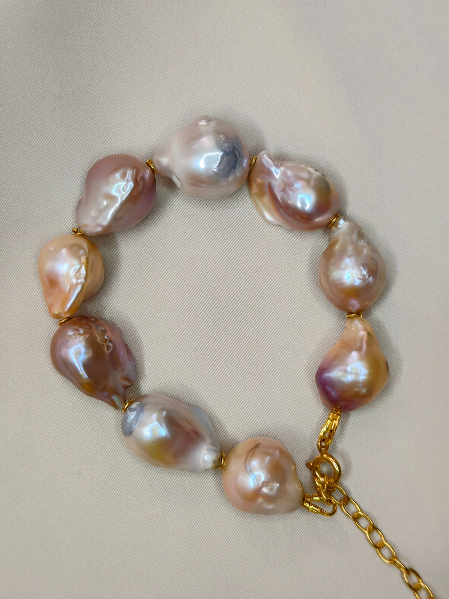 BRPFW005 Royal Golden overtoned baroque pearl bracelet in sterling silver