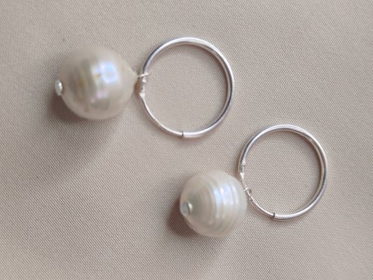 ERPFW012  The Royal Virgo Celeste Hoops baroque pearl Earrings with sterling silver