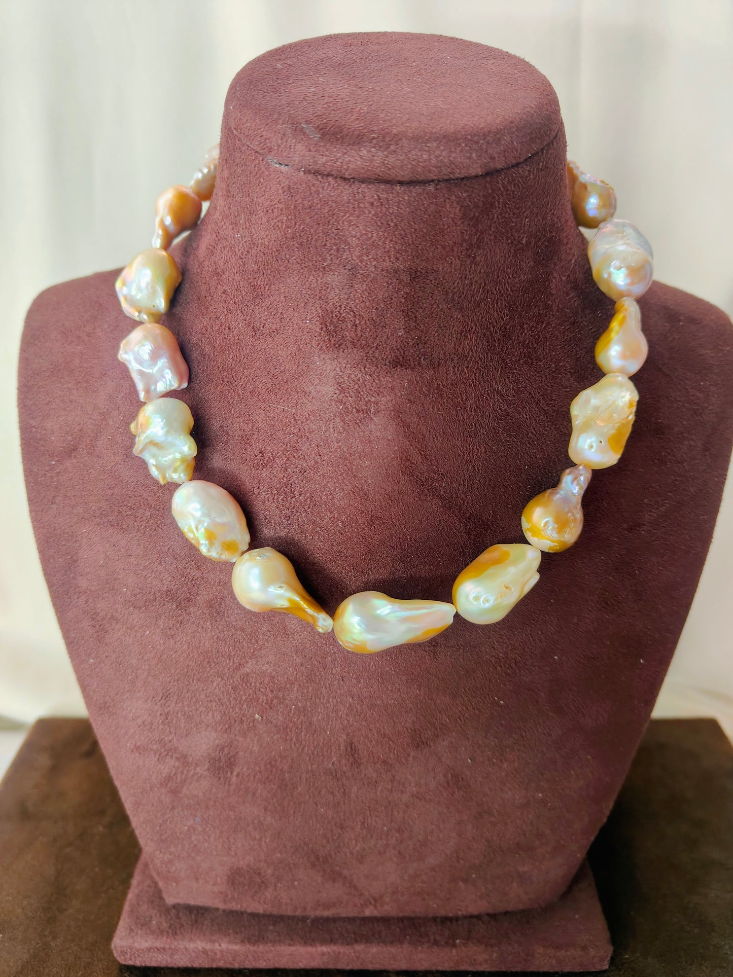 PFW024 Golden Grace - Golden tone Baroque Pearl Necklace
