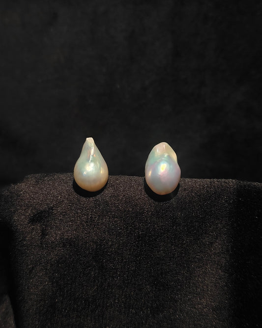 ERPFW018- unique milky white Baroque Pearl Studs Earrings with sterling silver 925