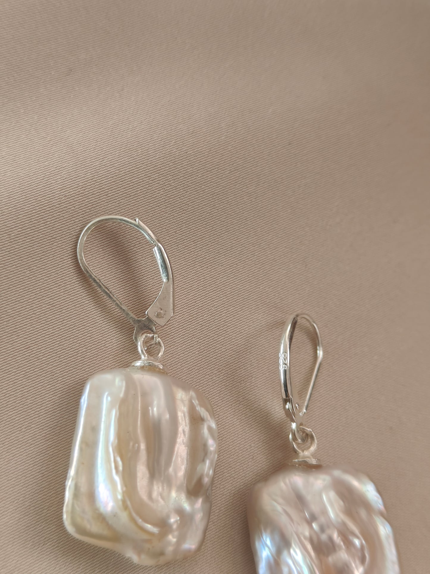 ERPFW006 Lustrous Glacier Baroque Pearl Earrings with sterling silver