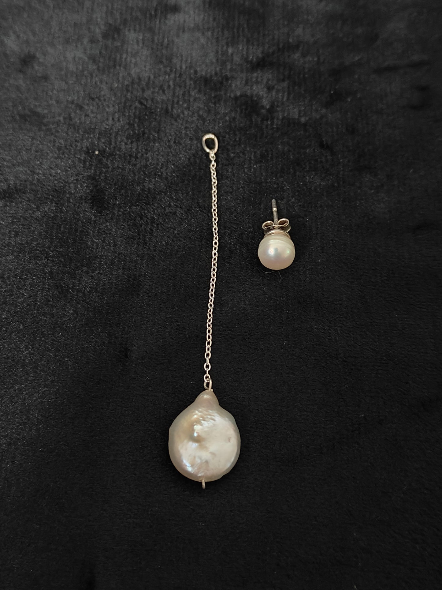 ERPFW020- Stylish & Statement-  Baroque pearl drop earrings with sterling silver chain